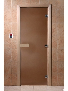Дверь для сауны DoorWood (ДорВуд) "Бронза" 1900х700, 6мм, 2 петли, коробка хвоя