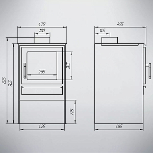 Печь-Камин Варвара "ГАРМОНИЯ 105 (Графит)" (Стальная 3D футеровка)